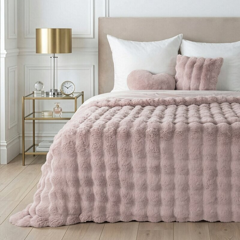 ArtFir Prikrývka na posteľ LILY | púdrová ružová 200 x 220 cm