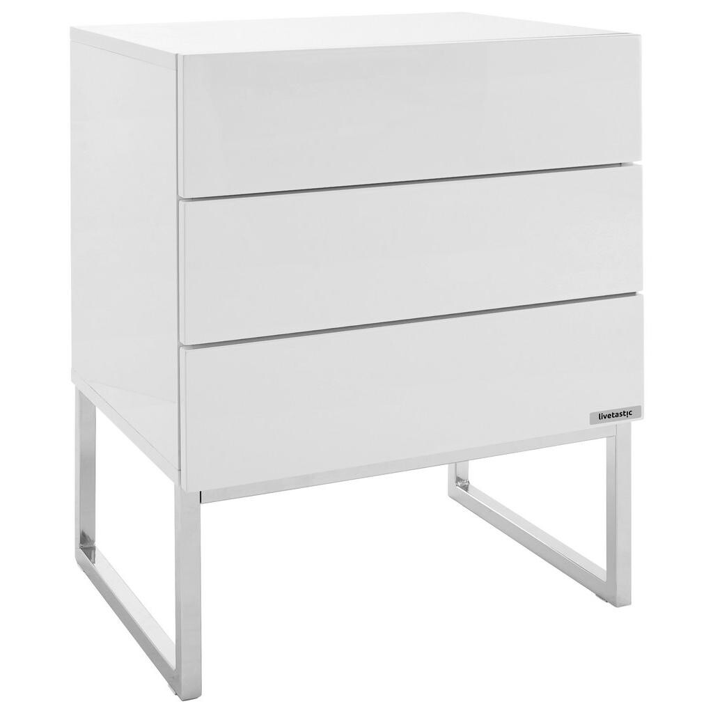 Livetastic NOČNÝ STOLÍK, biela, chrómová, 50/60/40 cm