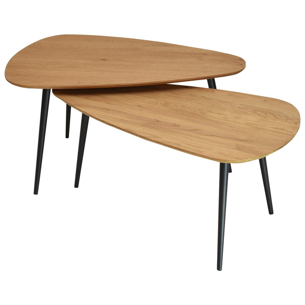 Boxxx SADA KONFERENČNÝCH STOLÍKOV, čierna, divoký dub, drevo, kov, 90/50-60/43-48 cm