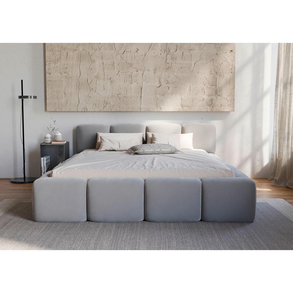 Carryhome ČALÚNENÁ POSTEĽ, 160/200 cm, svetlosivá