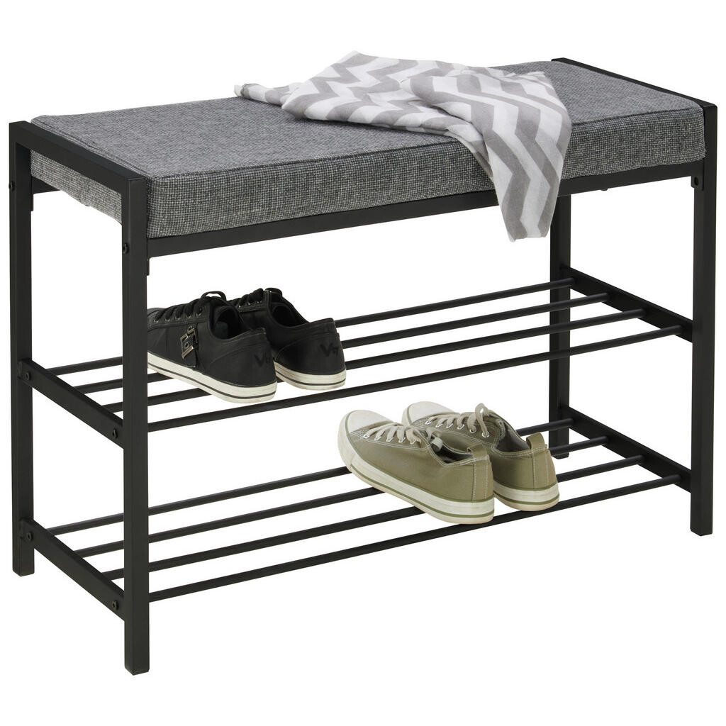 Carryhome LAVICA NA TOPÁNKY, čierna, tmavosivá, 80/52/30 cm