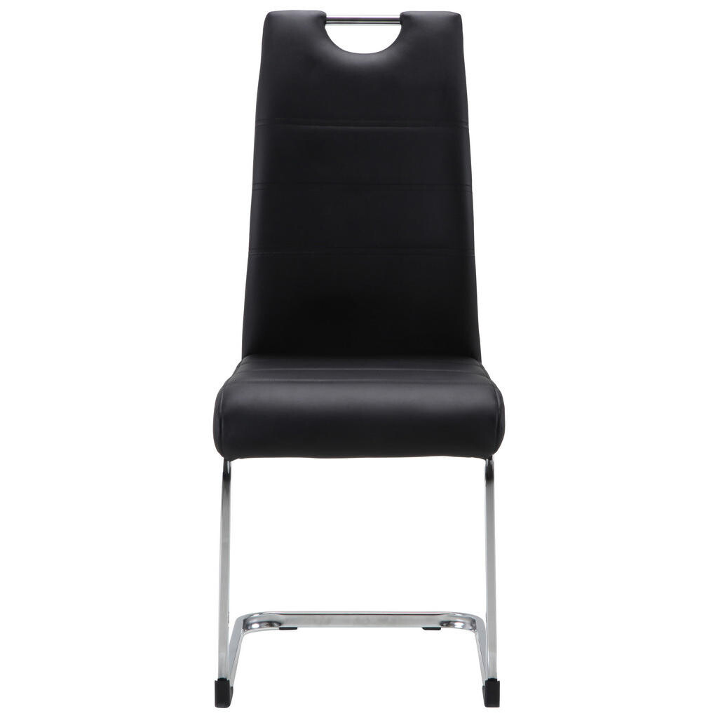 P & B STOLIČKA S PRUŽNÝM PODNOŽÍM, vzhľad kože, čierna, chrómová