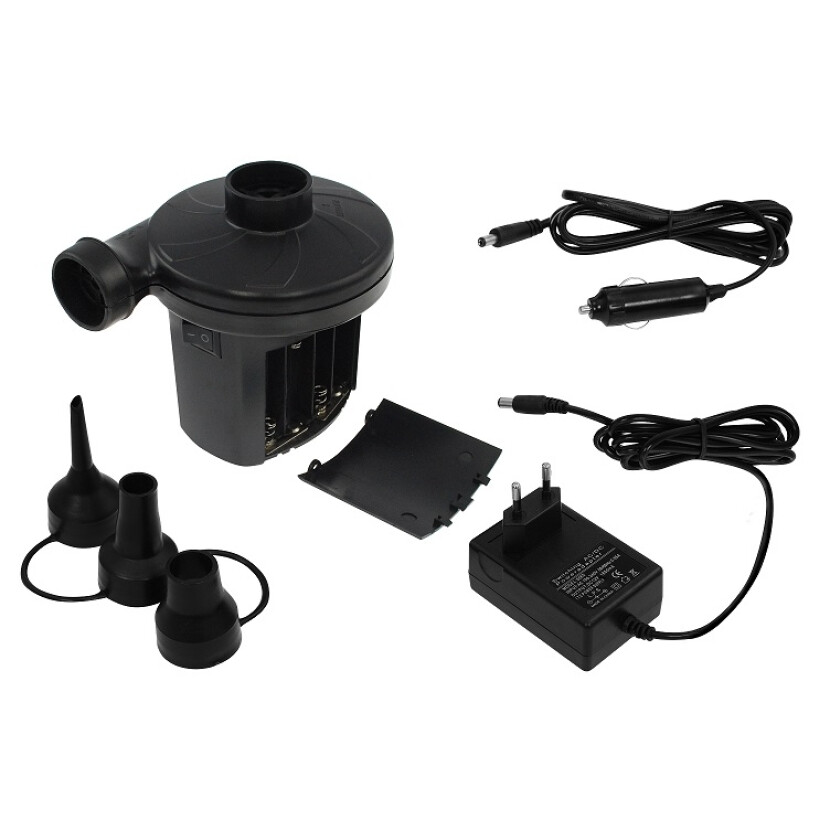 Elektrická pumpa na 12V/220V/batéria na nafukovací matrac - čierna