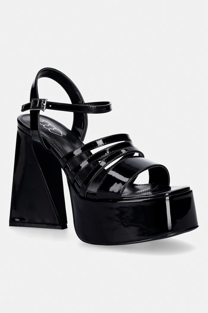 Sandále Koi Footwear Dynasty All Black Platform Strappy Heels