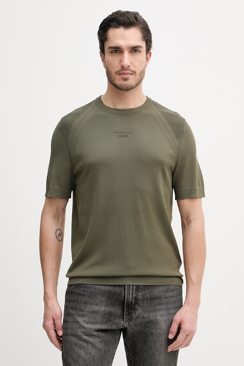 Tričko s hodvábom BOSS Green BOSS X PORSCHE