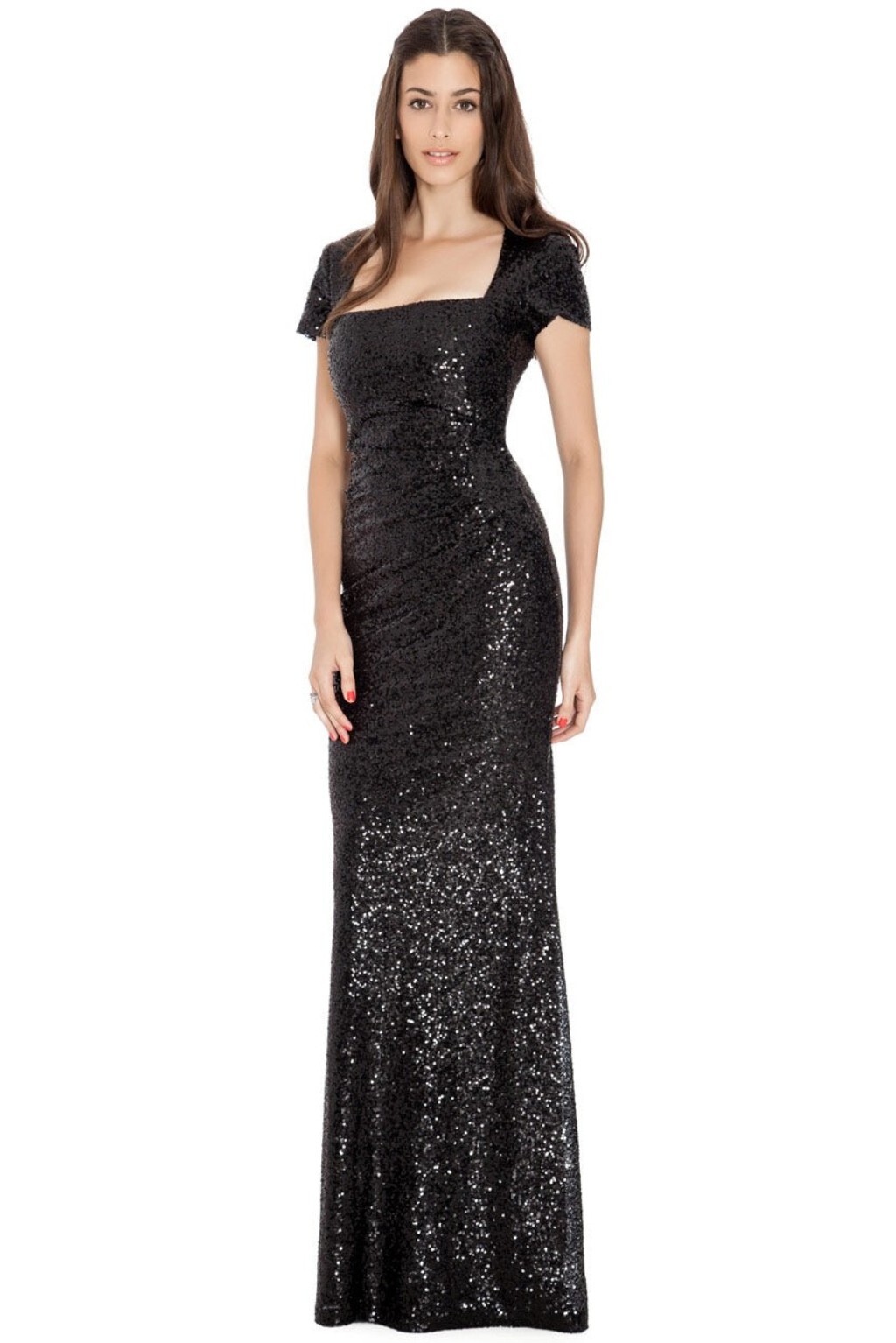 Poškodený tovar - Čierne priliehavé flitrované šaty Veľkosť: S