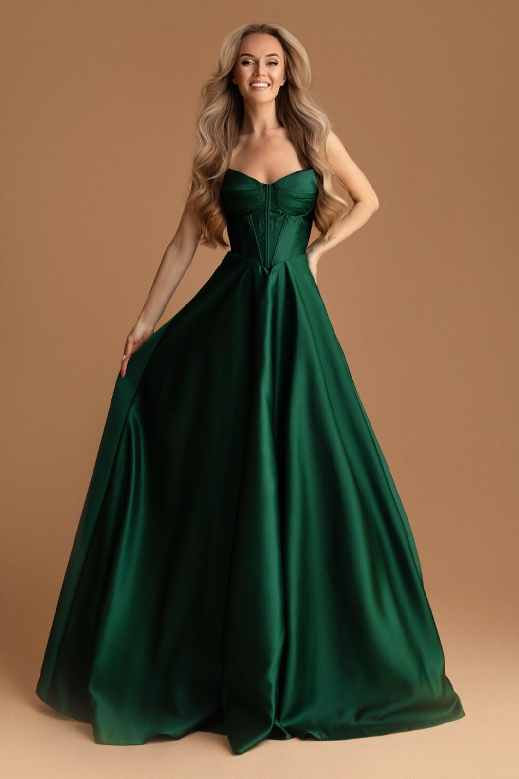 Eva & Lola Poškodený tovar - Smaragdové spoločenské šaty Veľkosť: S