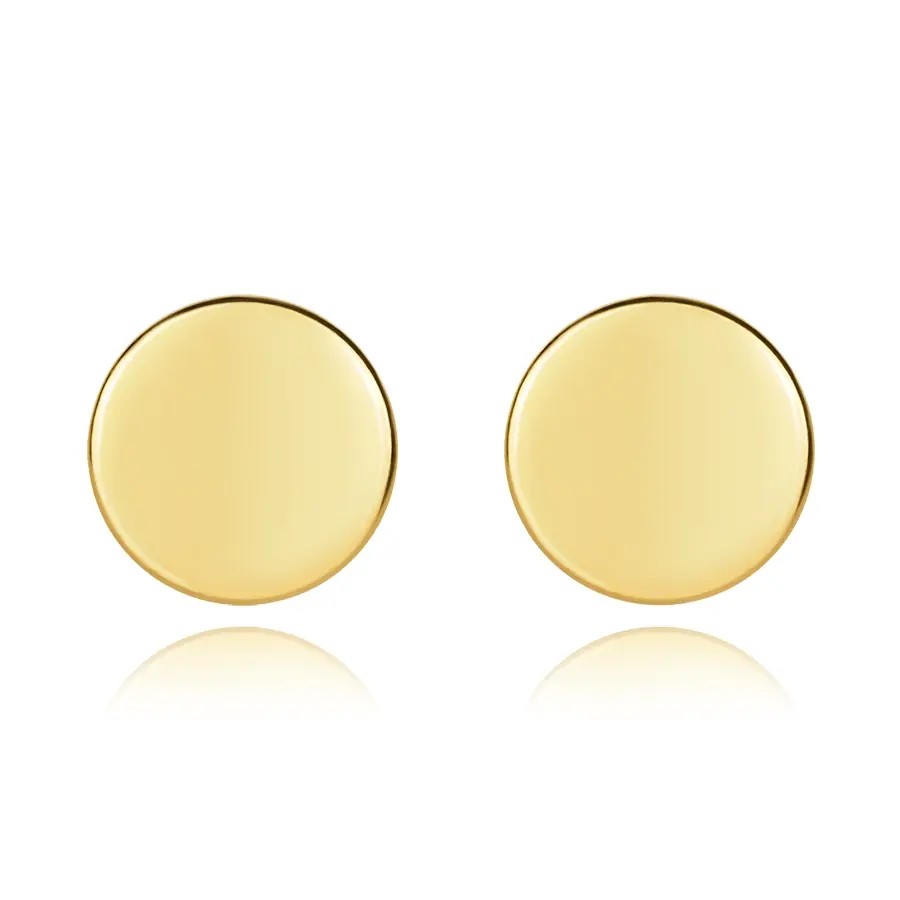 Náušnice v 14K žltom zlate - jemne vypuklý hladký krúžok, puzetky