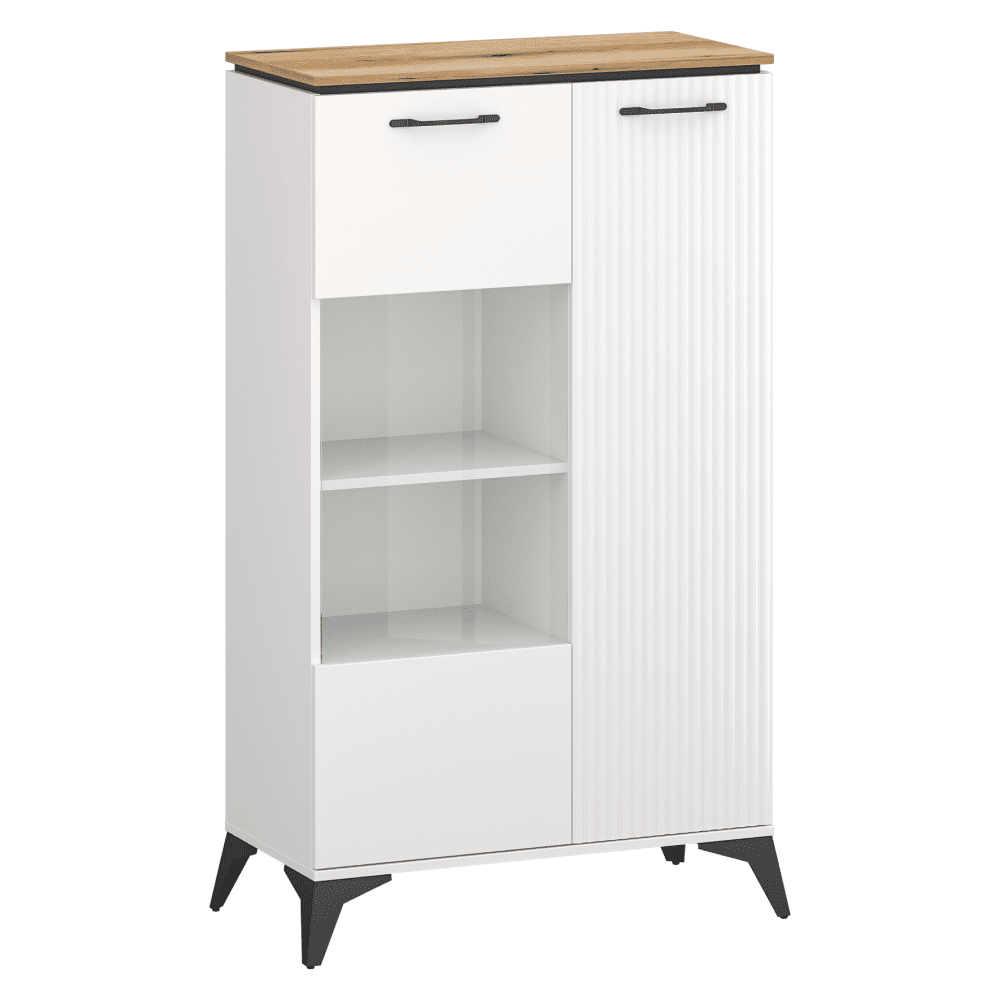 Nízka vitrína, biela/dub evoke, VELIS 1D1W