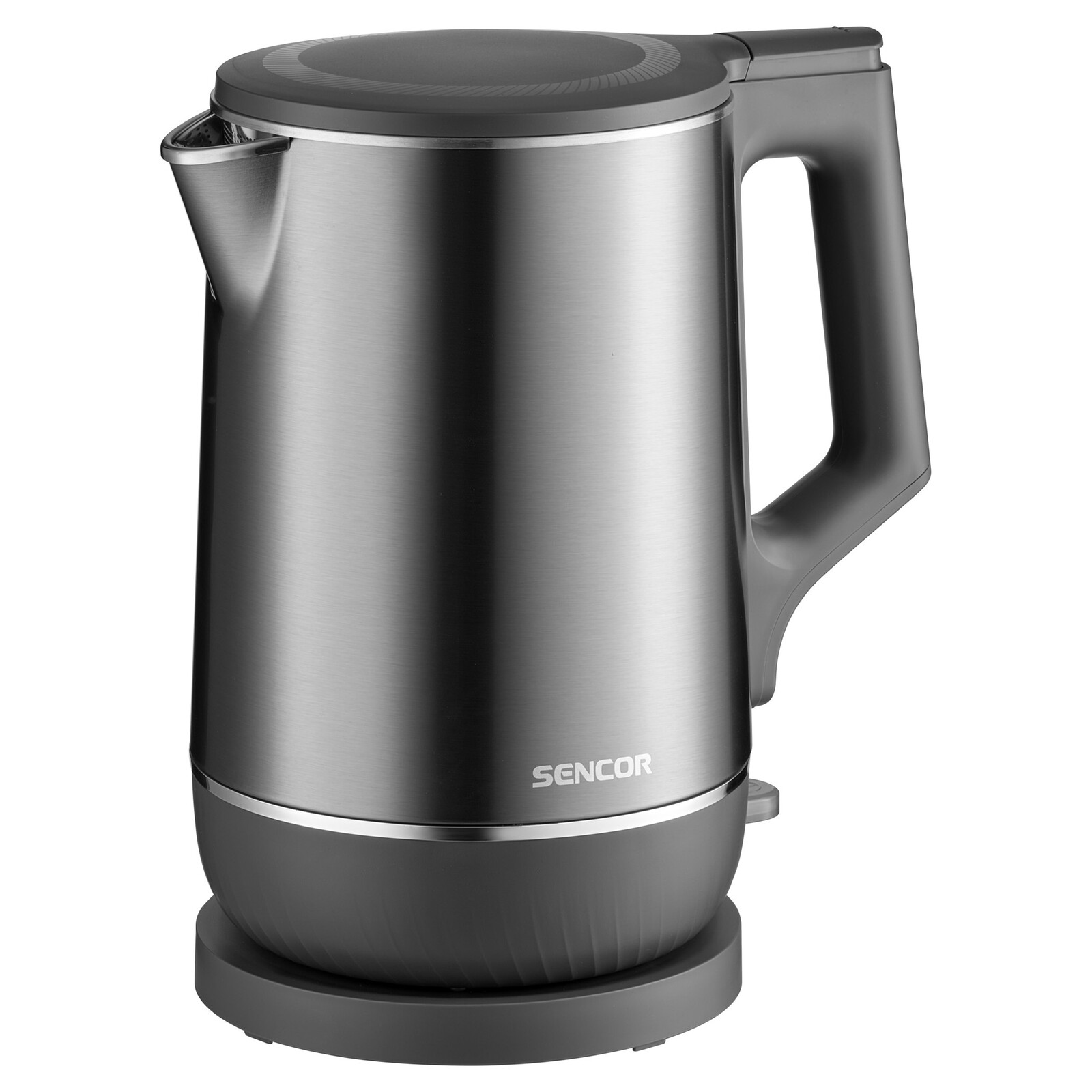 Sencor SWK 0800GY Rýchlovarná kanvica s dvojitou stenou U-Shape U-Shape zaoblené dno pre tichú a jednoduchú prevádzku, Cool Touch vďaka dvojitej