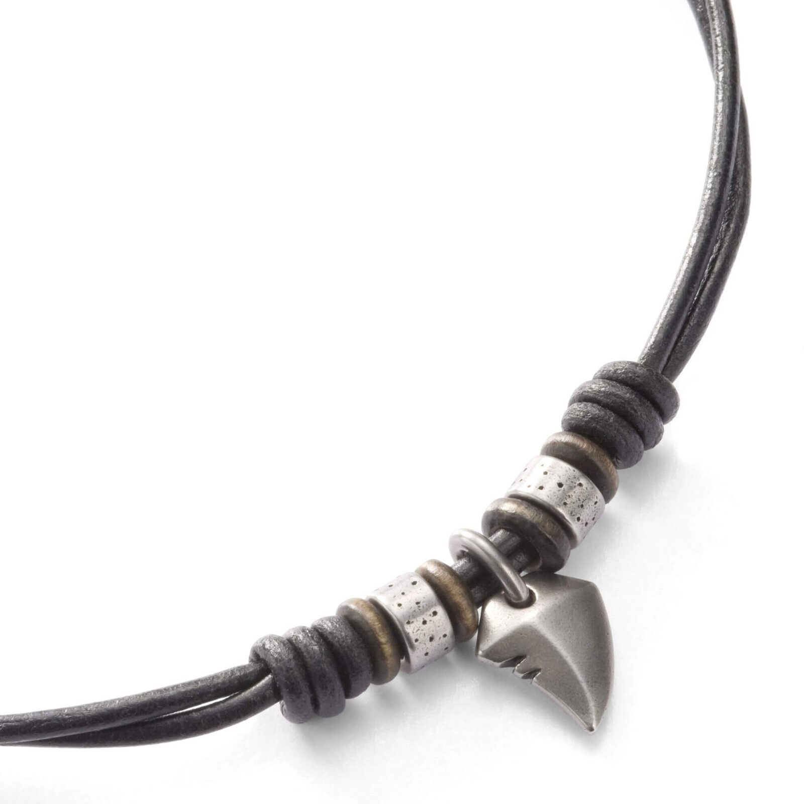 Fossil Pánsky kožený náhrdelník sa žraločím zubom JF85832040