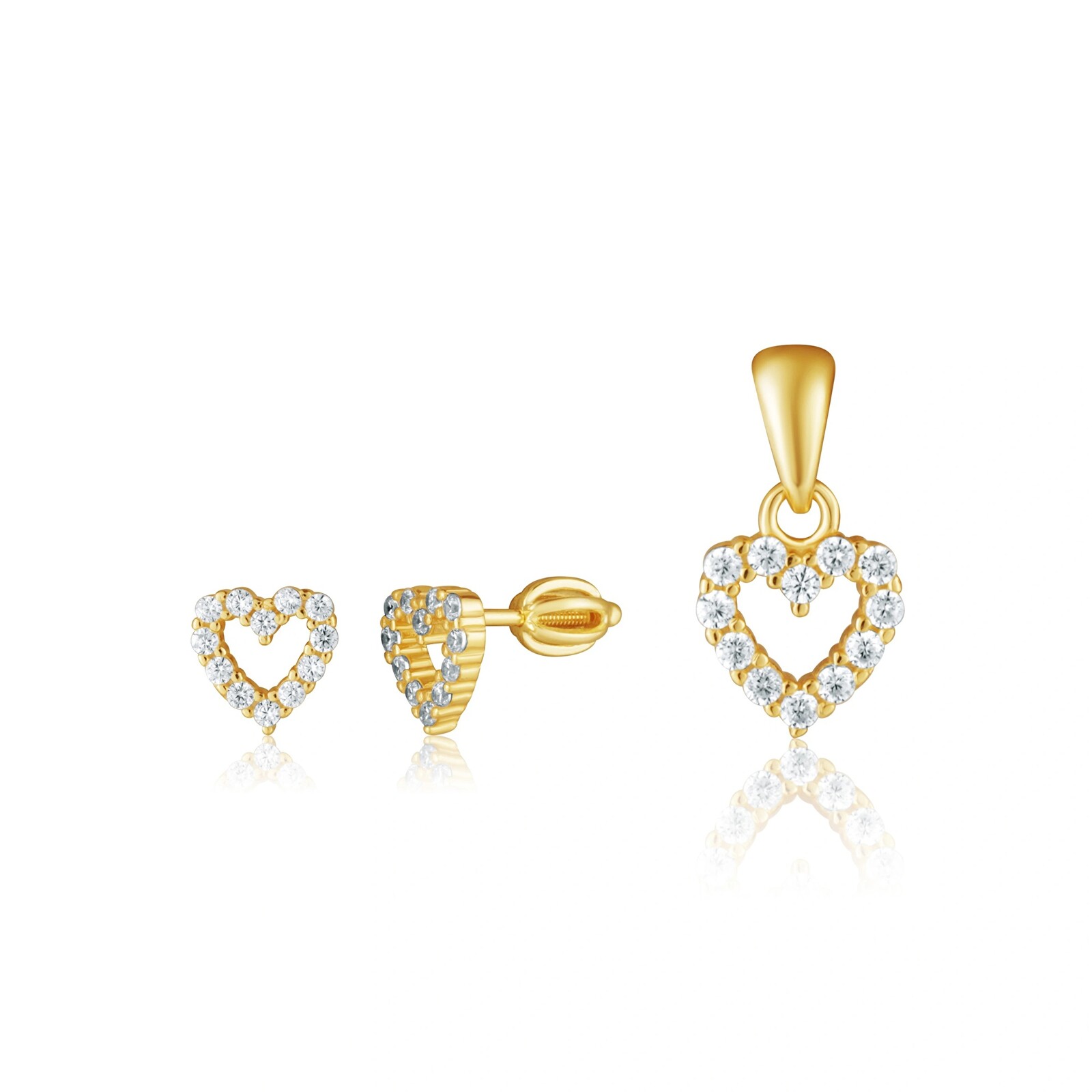 JVD Krásna pozlátená súprava šperkov Srdce SVLS0149SH2GO00 (prívesok, náušnice)