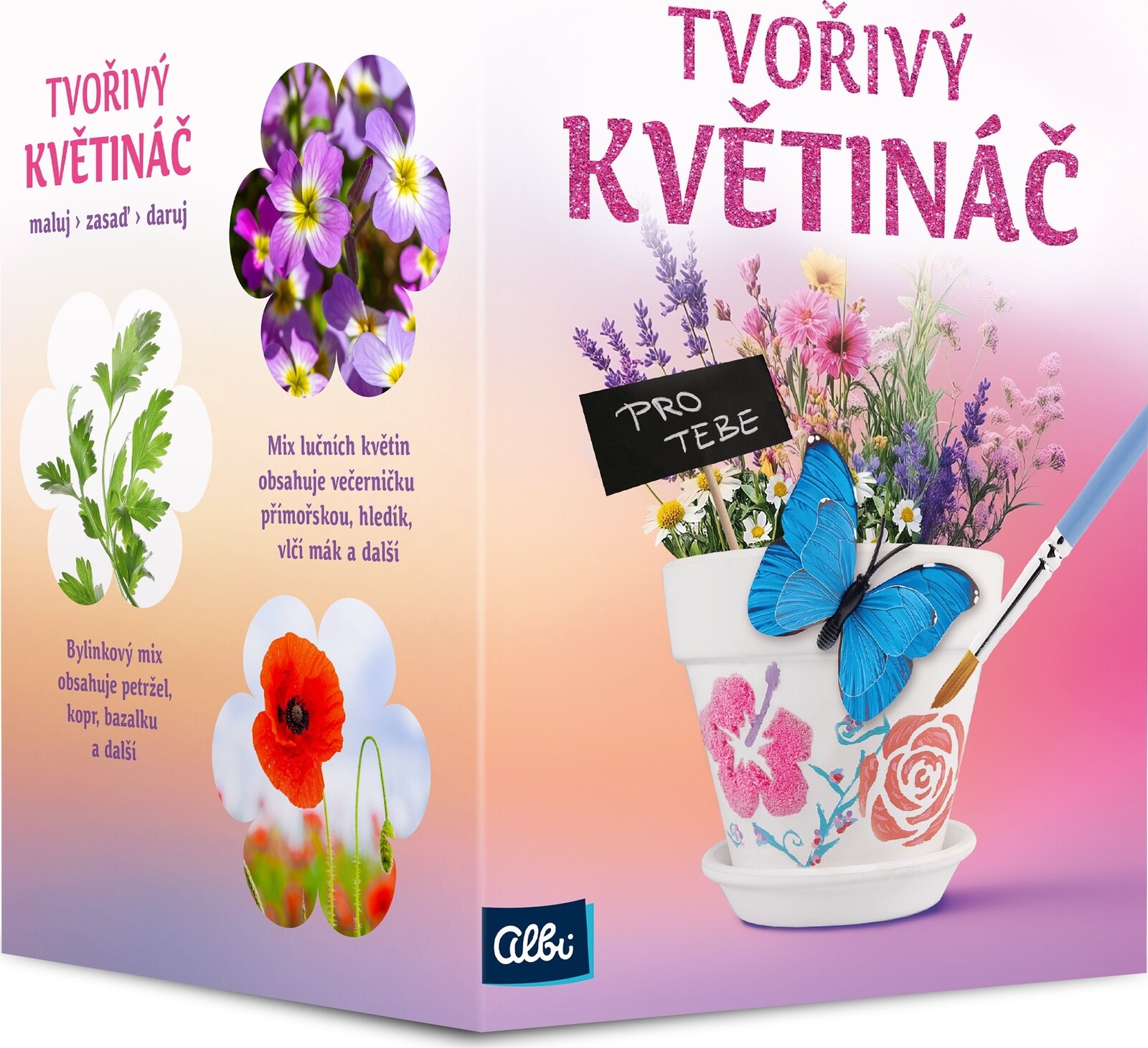 Maľovaný kvetináč s rastúcim papierom