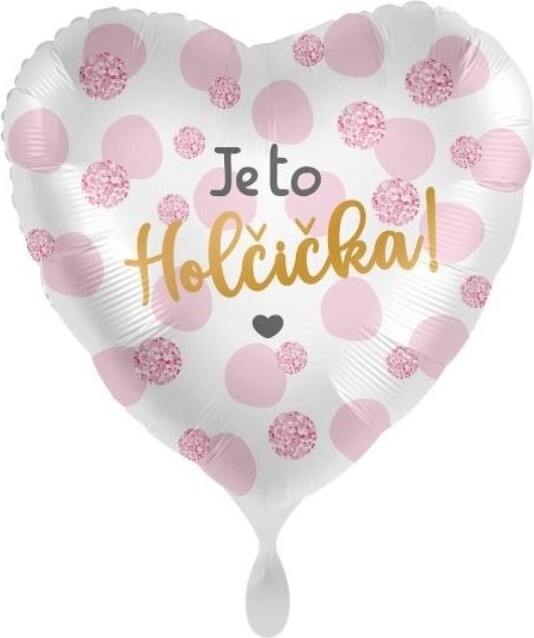 SMART BALLOONS Balón fóliový – je to holčička – srdce – 43 cm