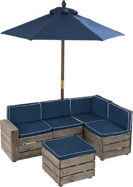 KidKraft Dětská luxusní zahradní souprava se slunečníkem Blue