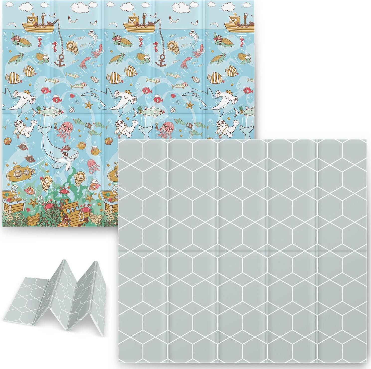 Nukido Skladacia penová podložka 200 × 180 × 1 cm oceán