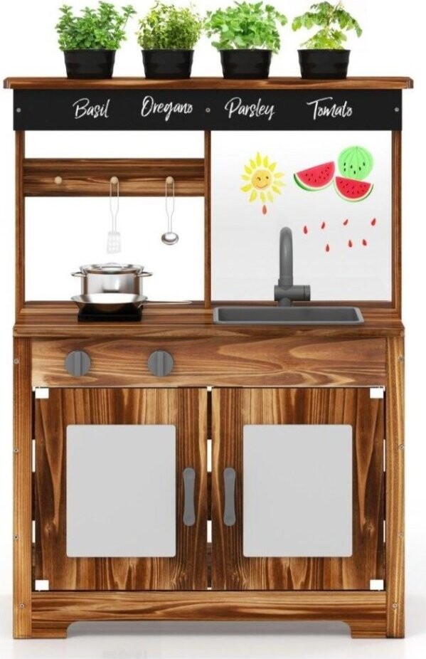 Costway Dětská venkovní kuchyňka s bylinkovým záhonem