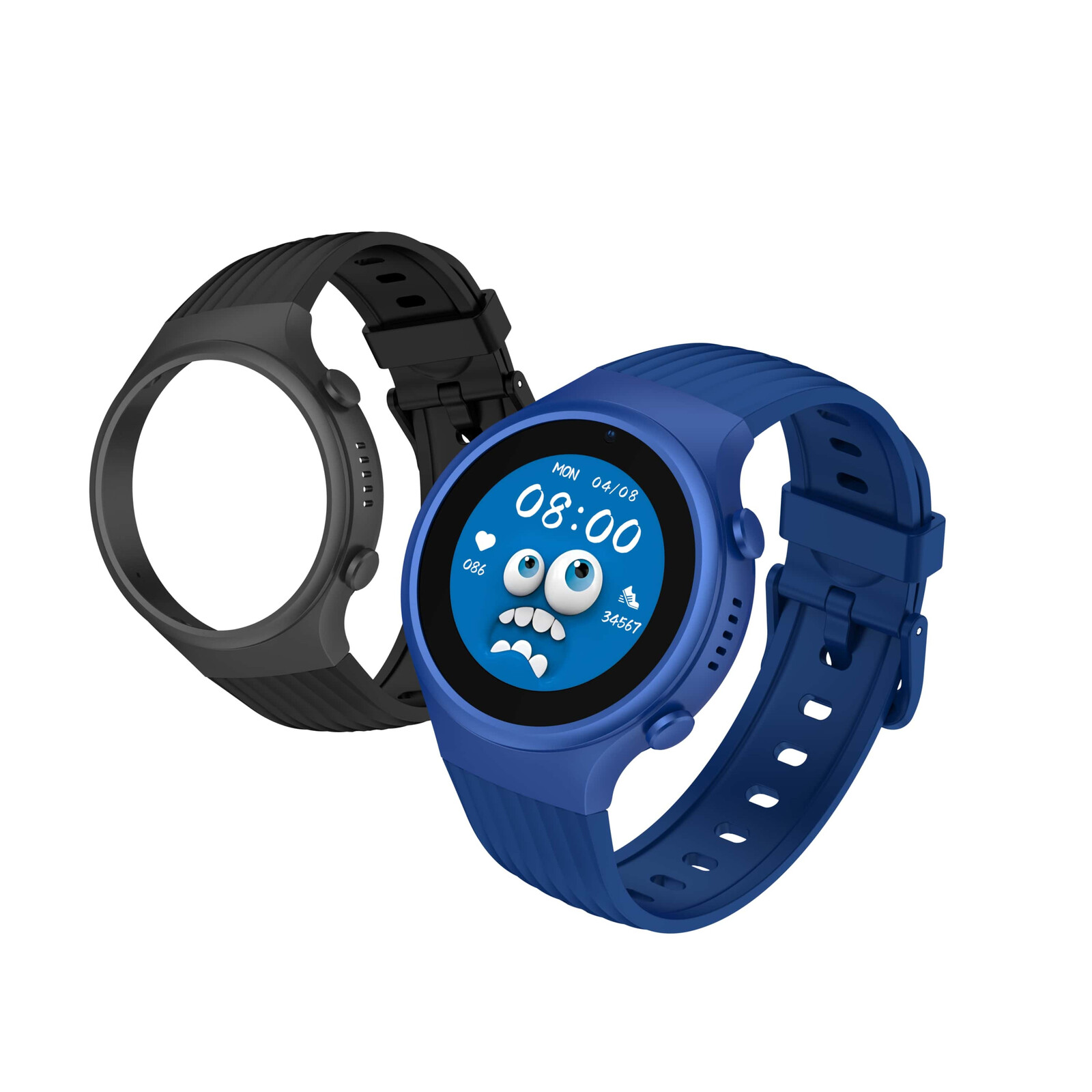 Detské smart hodinky guľaté Kiddoboo x Lagenio WatchMe 4G Blue/Black