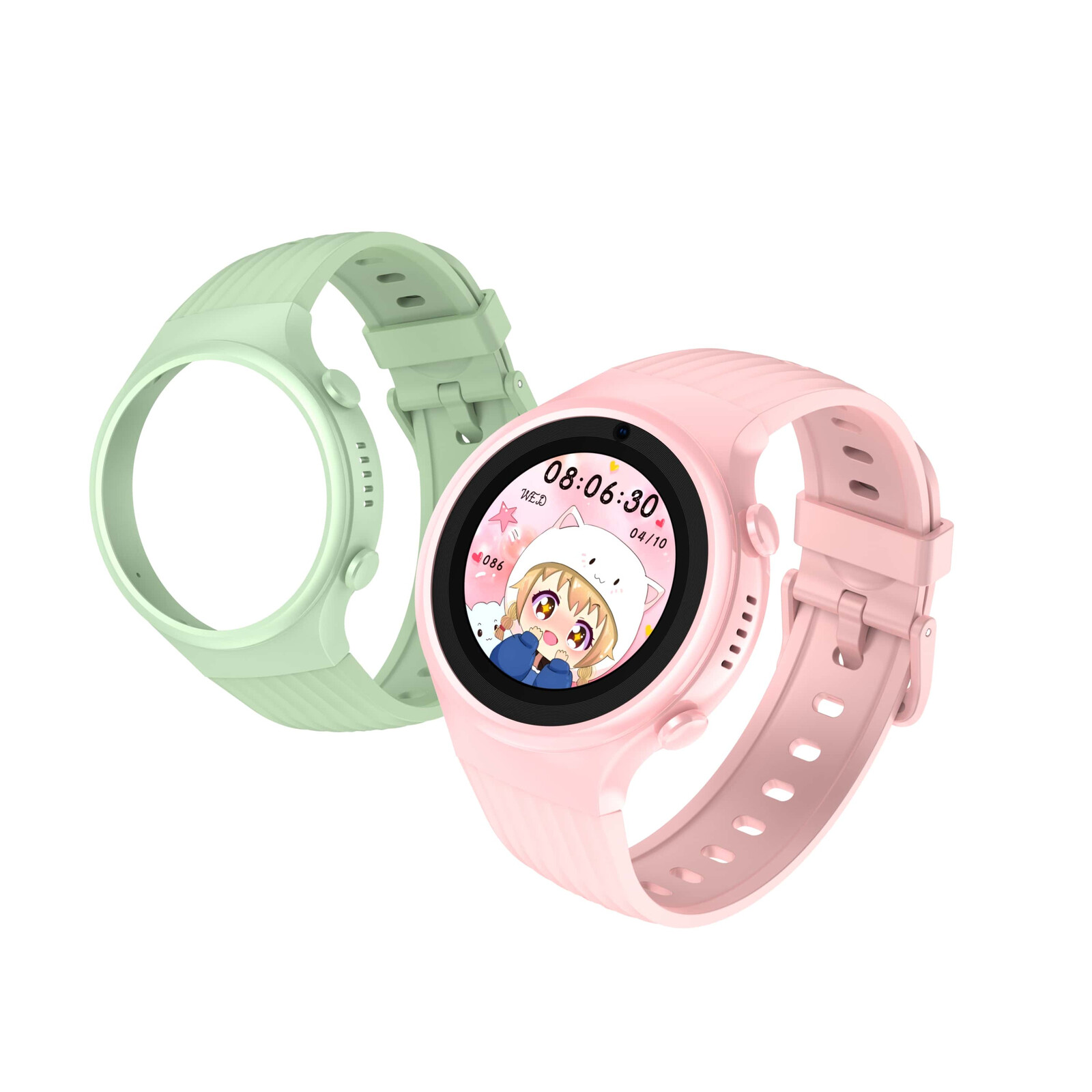 Detské smart hodinky guľaté Kiddoboo x Lagenio WatchMe 4G Pink/Mint