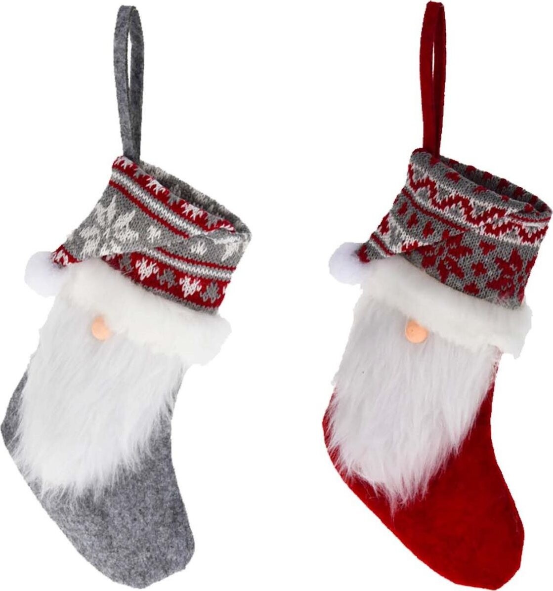 LAALU Vianočná dekorácia – ponožky so Santom, 40 cm, 2 ks