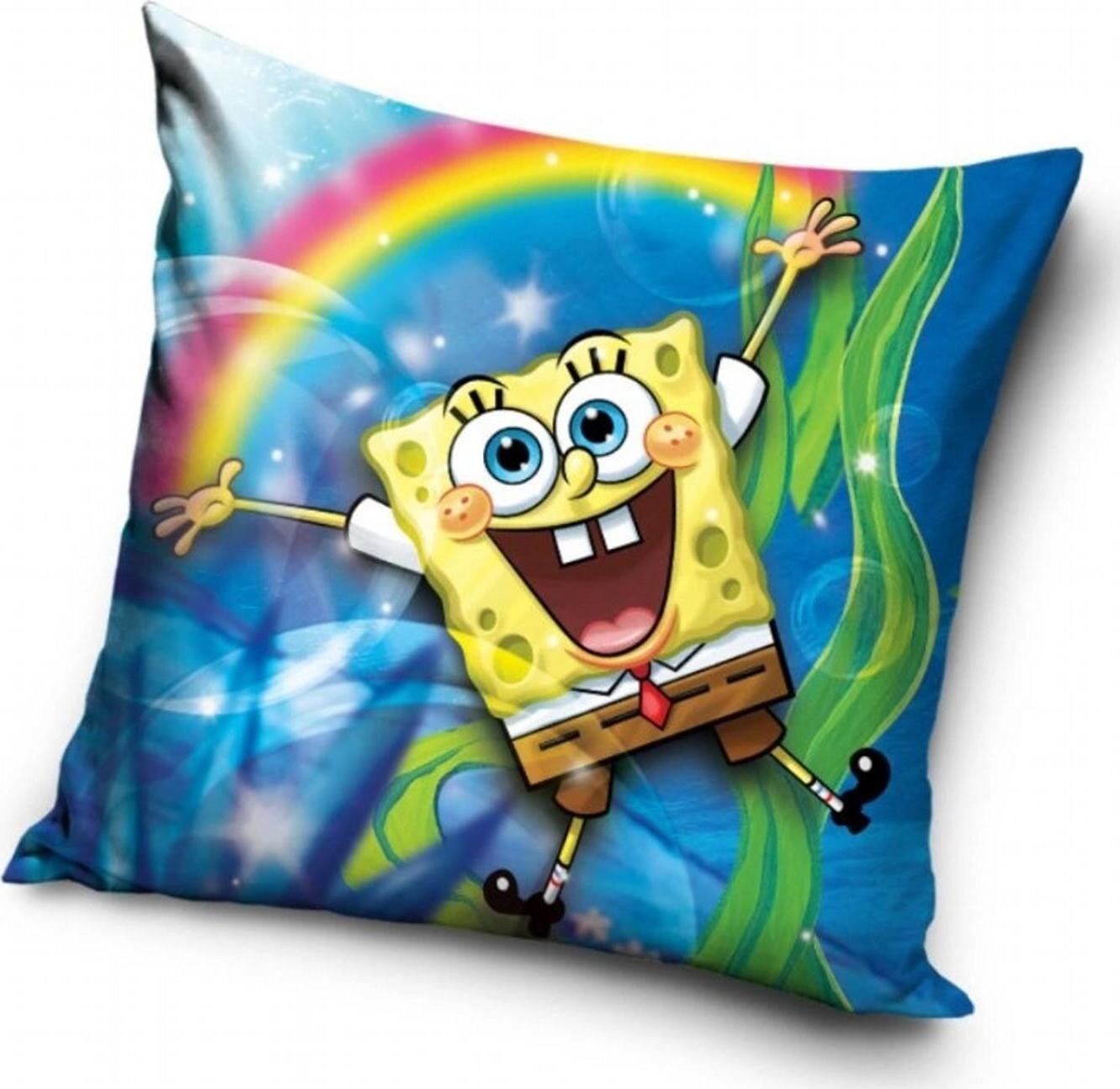 Carbotex Obliečka na vankúšik Sponge Bob a Dúha 40 × 40 cm