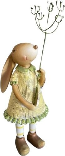 EXNER Veľkonočná dekorácia – Veľkonočný zajac s kvetinou, 21 cm