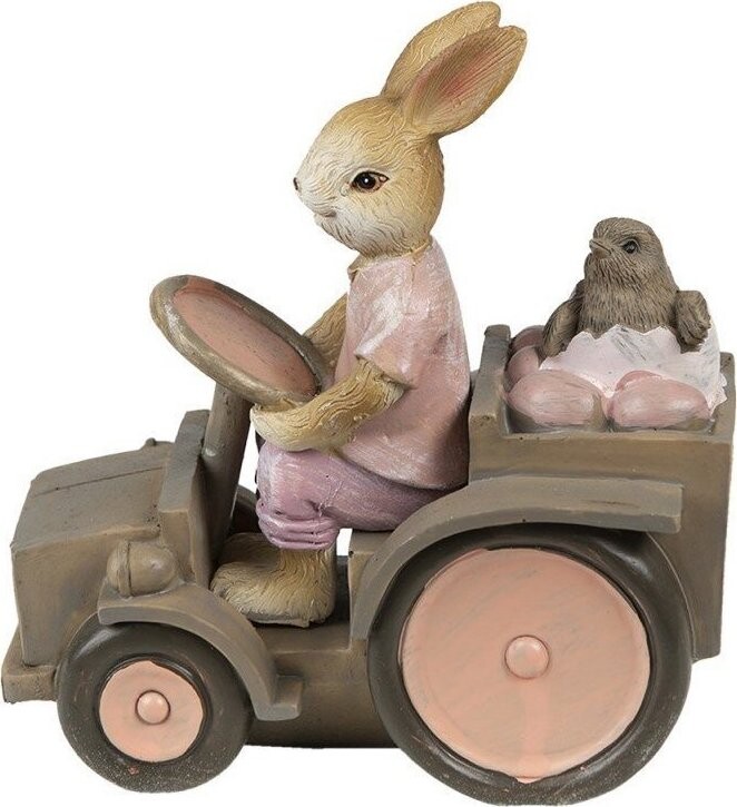 Clayre & Eef Veľkonočná dekorácia – Zajac na traktore