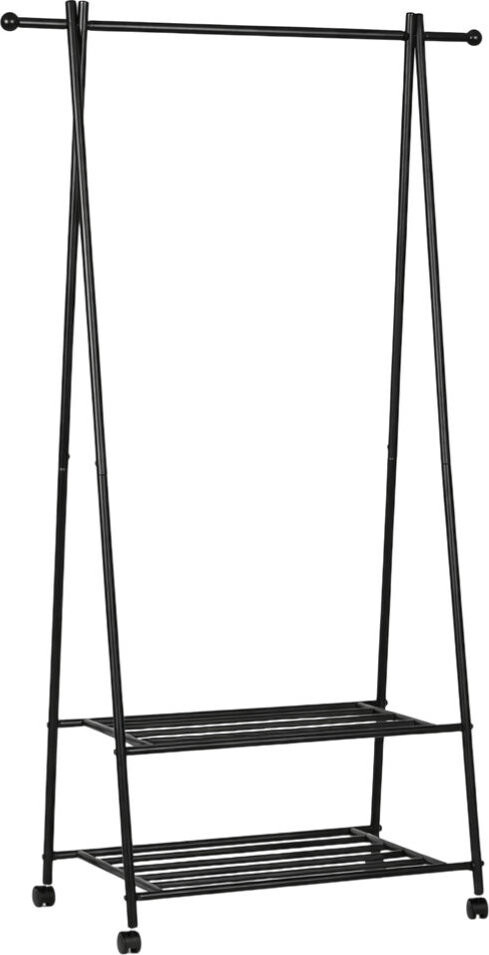 ModernHome GH-207 Stojan na oblečení se 2 policemi, černý