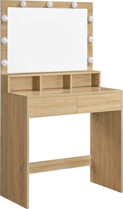 ModernHome Toaletní stolek Sonoma s LED osvětlením, zrcadlem a zásuvkami, dub