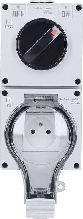Solight Zásuvka IP66 s vypínačom, vodotesná a prachotesná