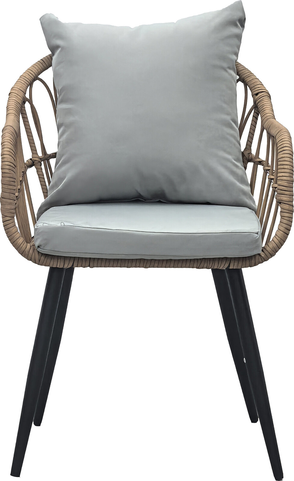 Autronic Súprava 2 ks záhradné stoličky Miro, kov, umelý ratan, sivá látka