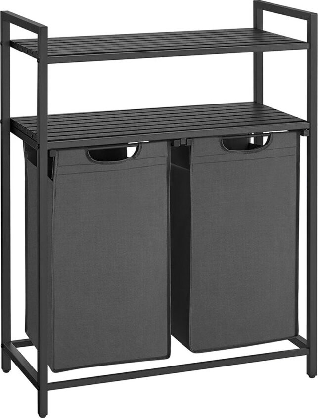 Vasagle Kôš na bielizeň 2 × 46 l industriálny sivý kov, 73 × 33 × 92 cm