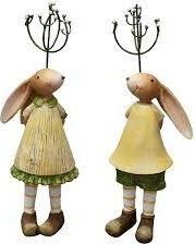 EXNER Veľkonočná dekorácia – Veľkonočný zajac s kvetinou, 14 cm