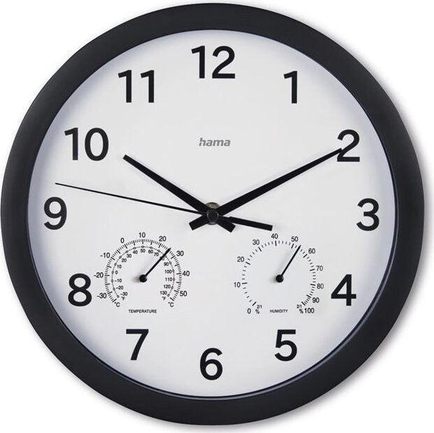 Hama Malta 25 cm, tichý chod, teplomer/vlhkomer, čierne