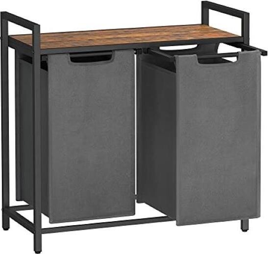 VASAGLE Kôš na špinavú bielizeň triediaci, industriálny, hnedo-sivý 73 × 33 × 72 cm
