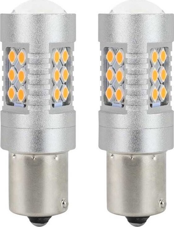AMIO 2 ks LED žárovka 12V-24V 21 W BAU15s oranžová CANBUS