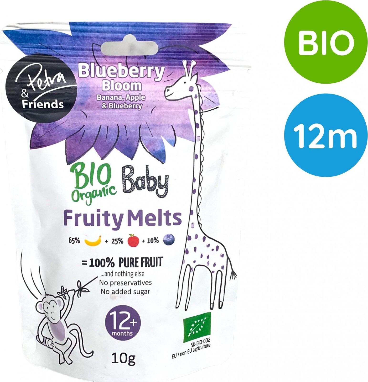 Petra & Friends BIO Ovocné kúsky banán, jablko a čučoriedka 10 g