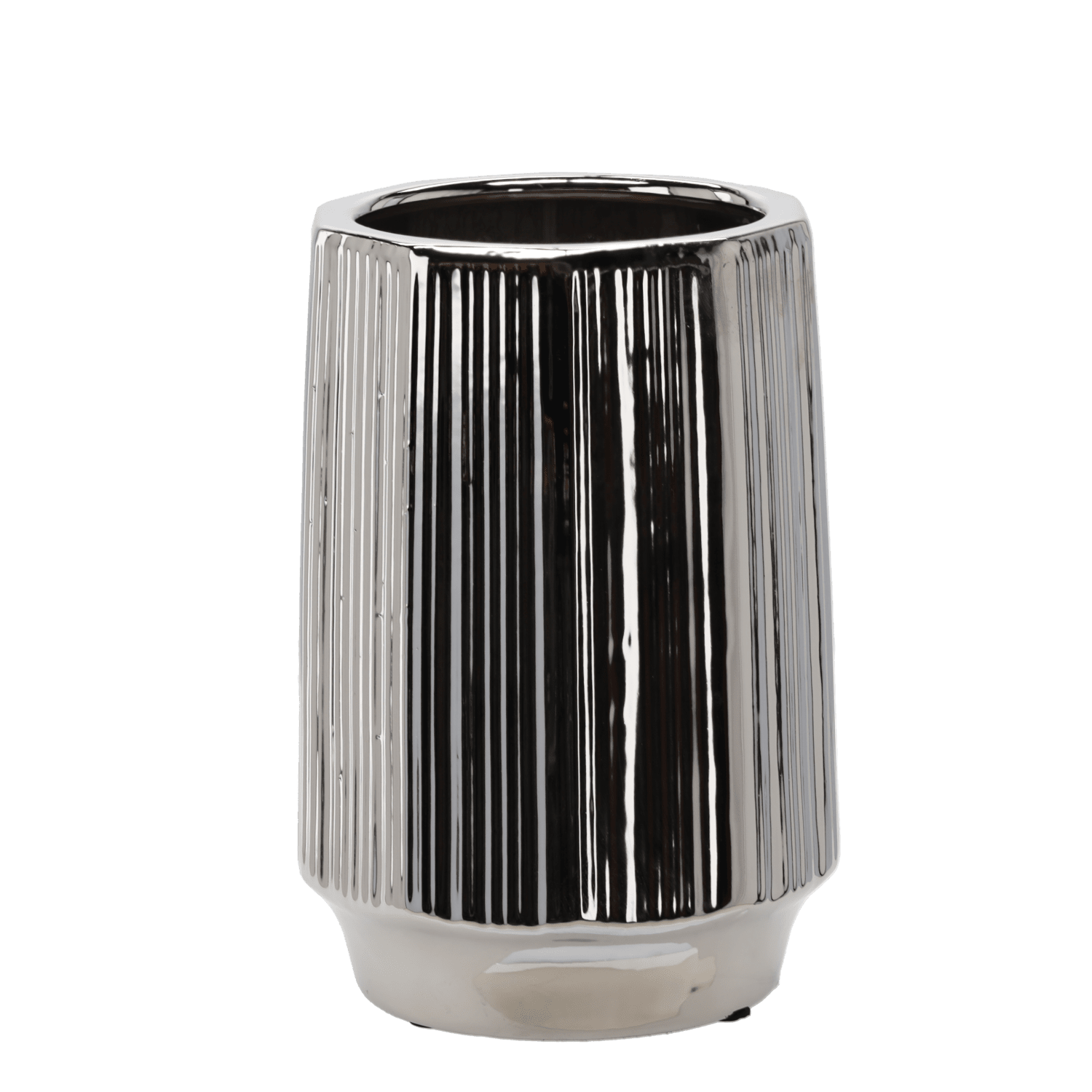 Keramický obal na květináč Cove 22 cm stříbrný