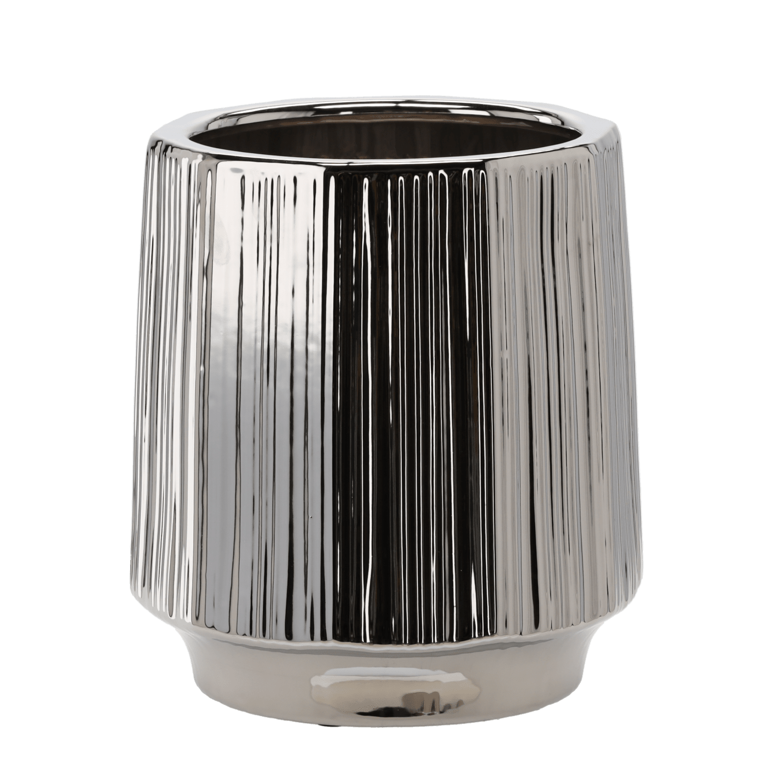 Keramický obal na květináč Cove 32 cm stříbrný