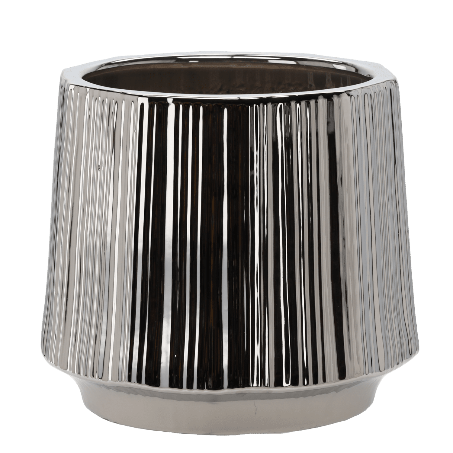 Keramický obal na květináč Cove 44 cm stříbrný