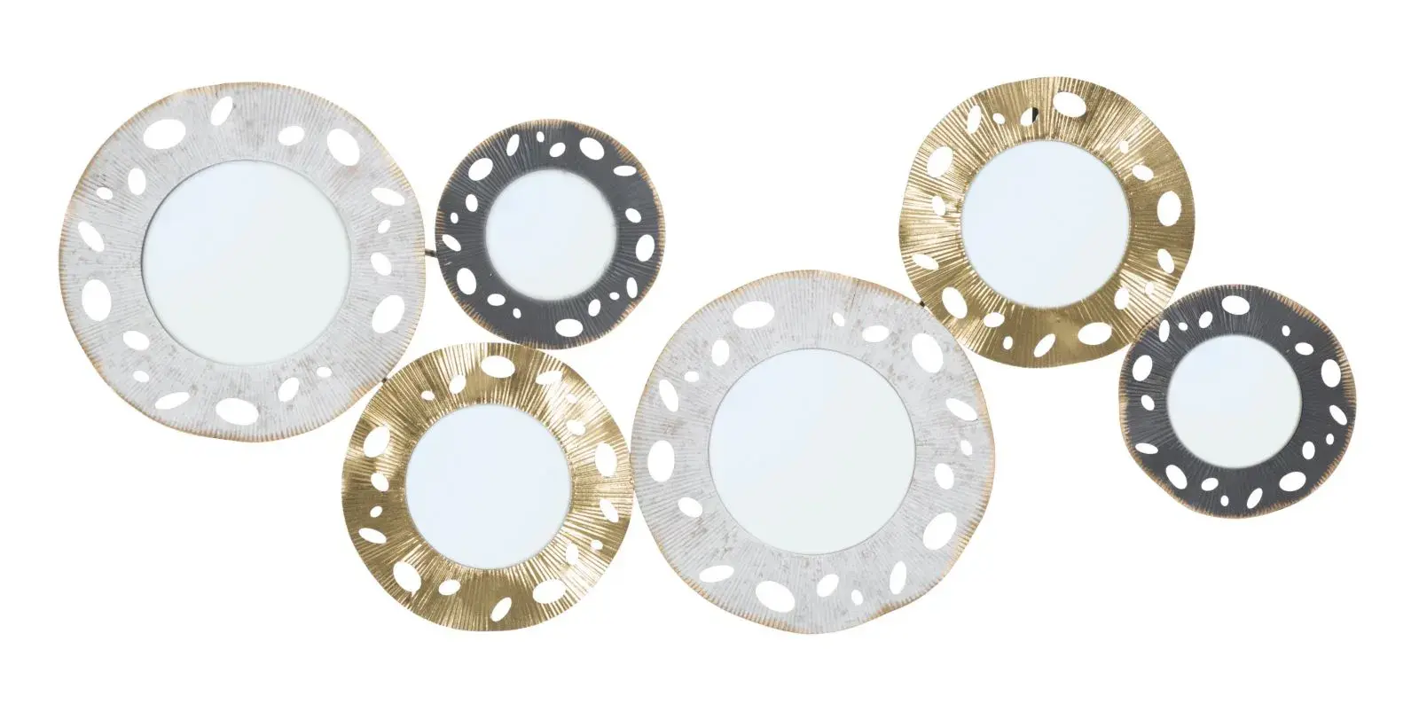 Kovová nástěnná dekorace se zrcadlem Gloty A 104x45,5 cm zlatá/vícebarevná