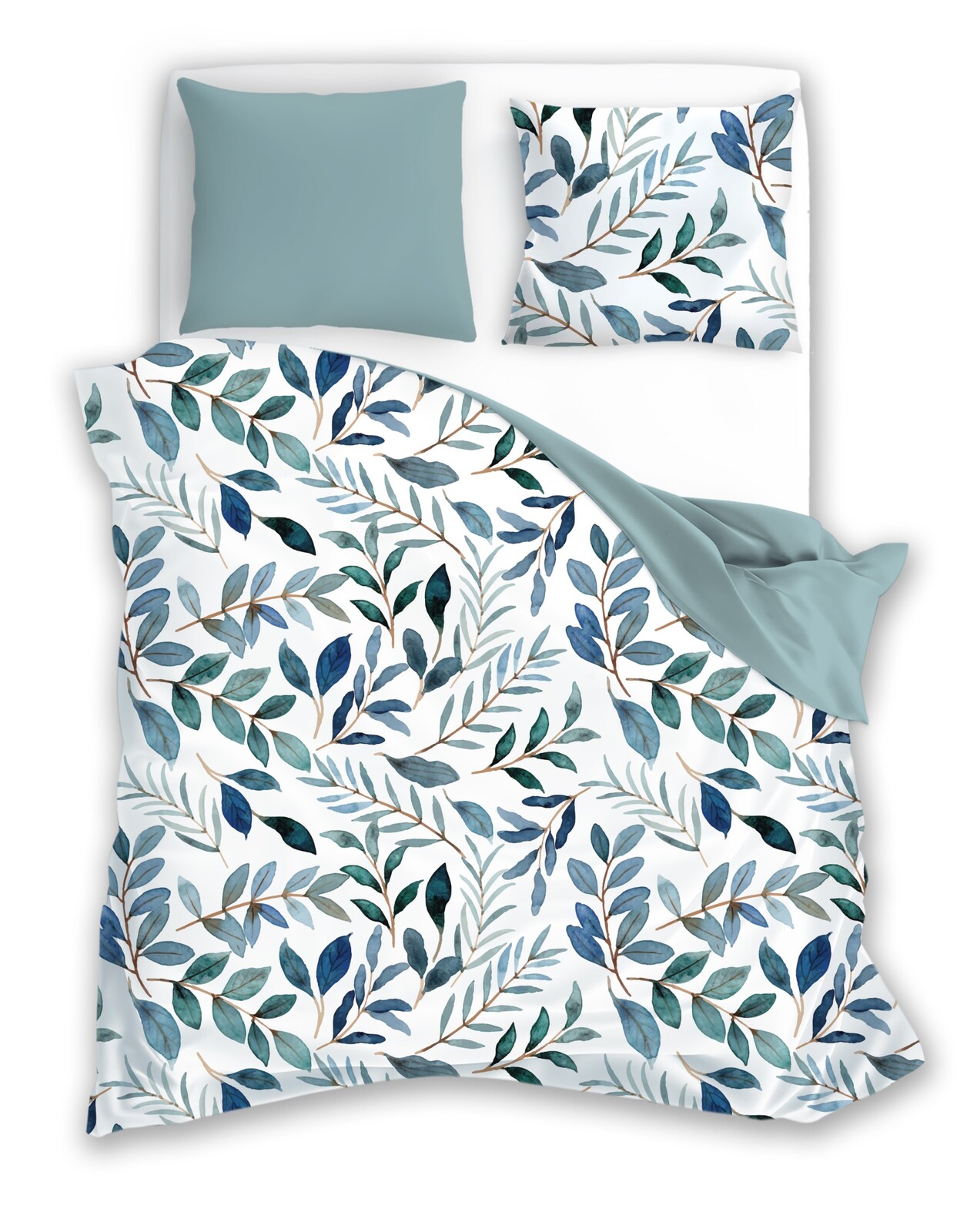 Povlečení z mikrovlákna Druk 003 160x200 cm +2x 70x80 cm bílo-zelené