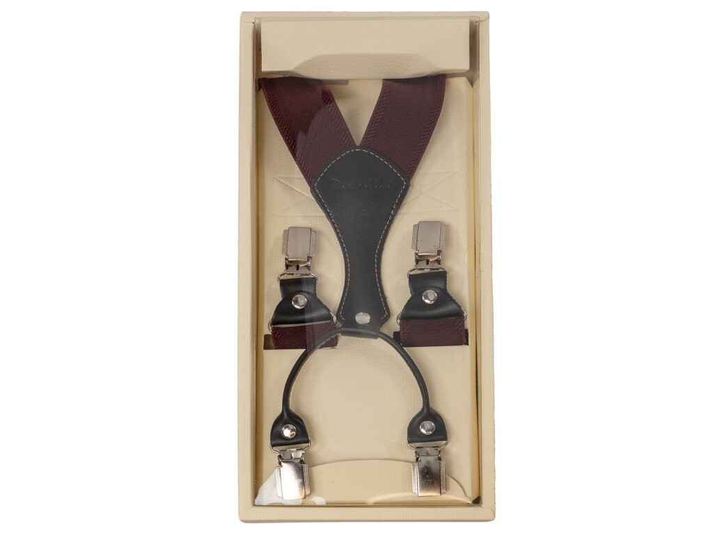 Paolo Udini pánske traky bordó v darčekovej krabičke - šírka 3,5 cm