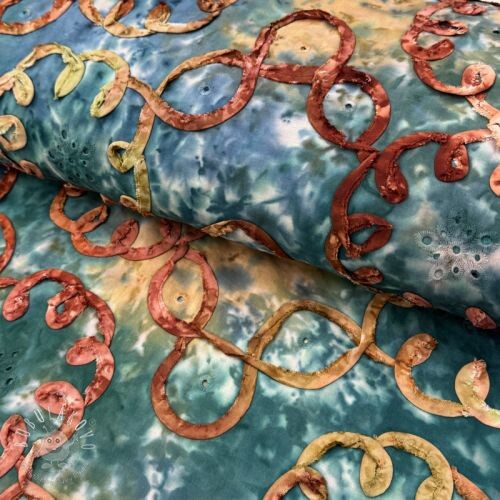 Bavlnená látka TIE DYE EMBROIDERY Elise tape design C