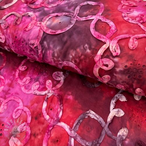 Bavlnená látka TIE DYE EMBROIDERY Elise tape design E