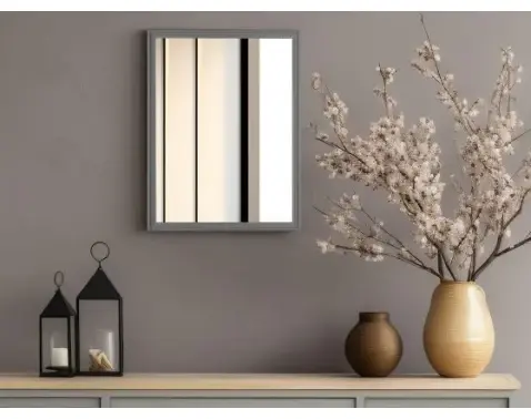 Nástenné zrkadlo Nadine 34x45 cm, šedé, perlový dekor%