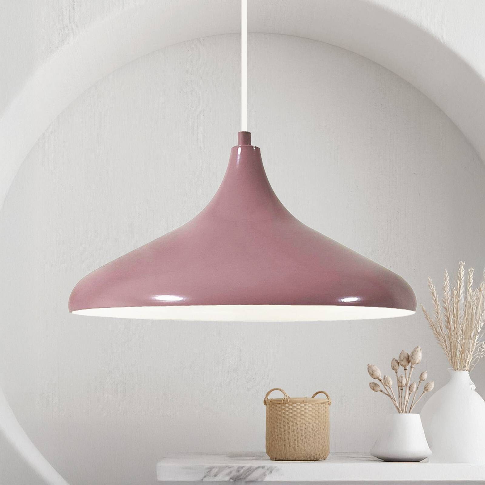 Závesné svetlo Claus, fialová/biela, Ø 35 cm, kov