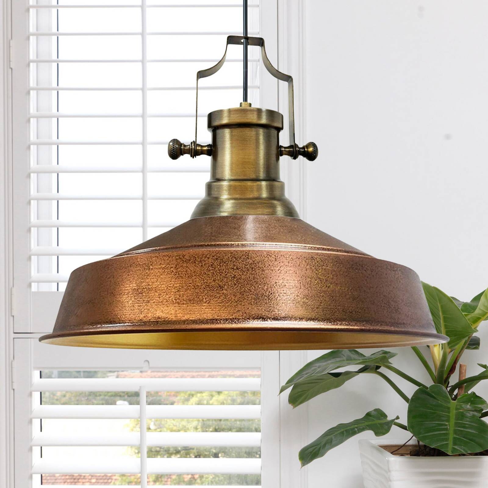 Závesné svietidlo Augusta, meď/zlato, Ø 40 cm, kov