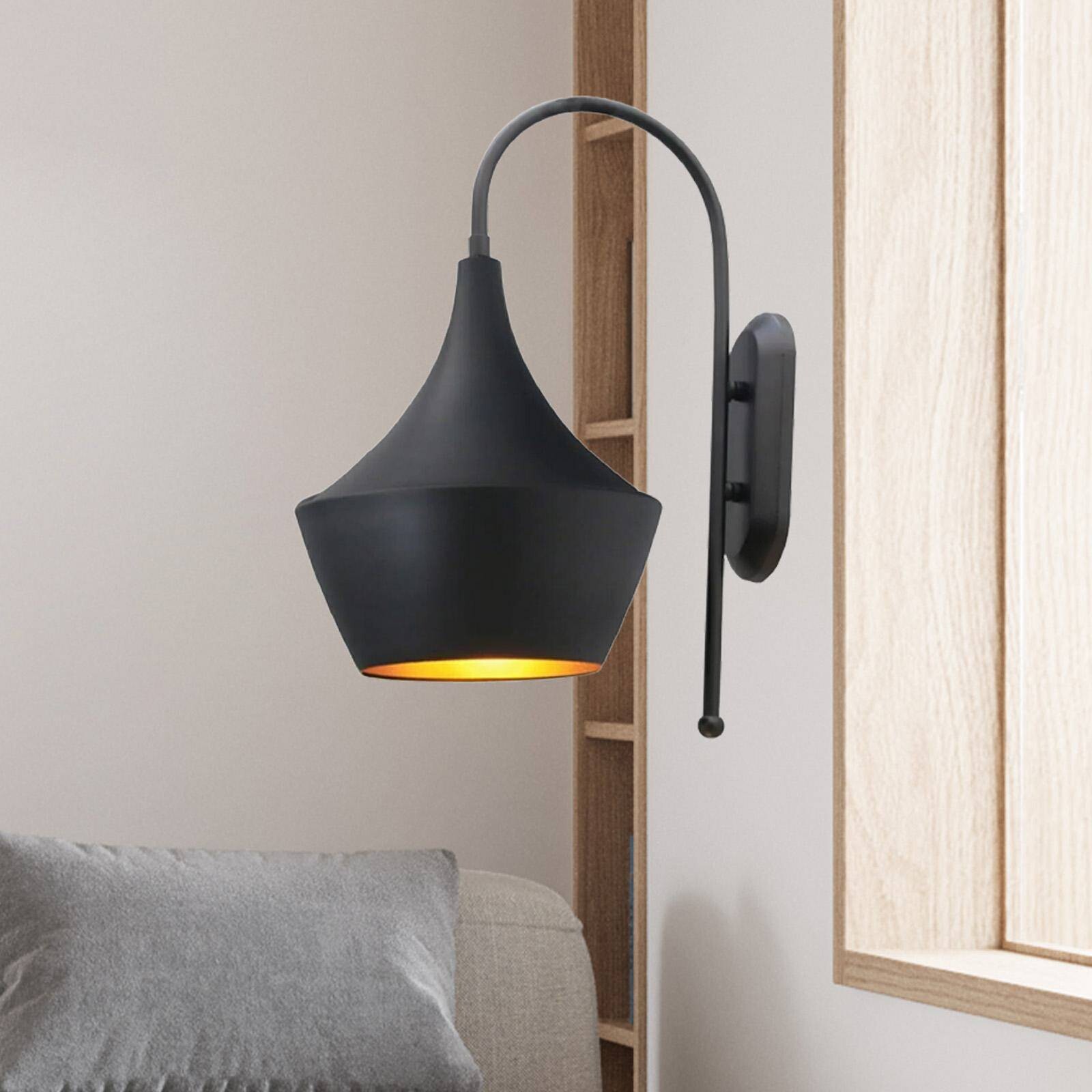 Nástenné svietidlo Bombe, čierne, kov, výška 48 cm