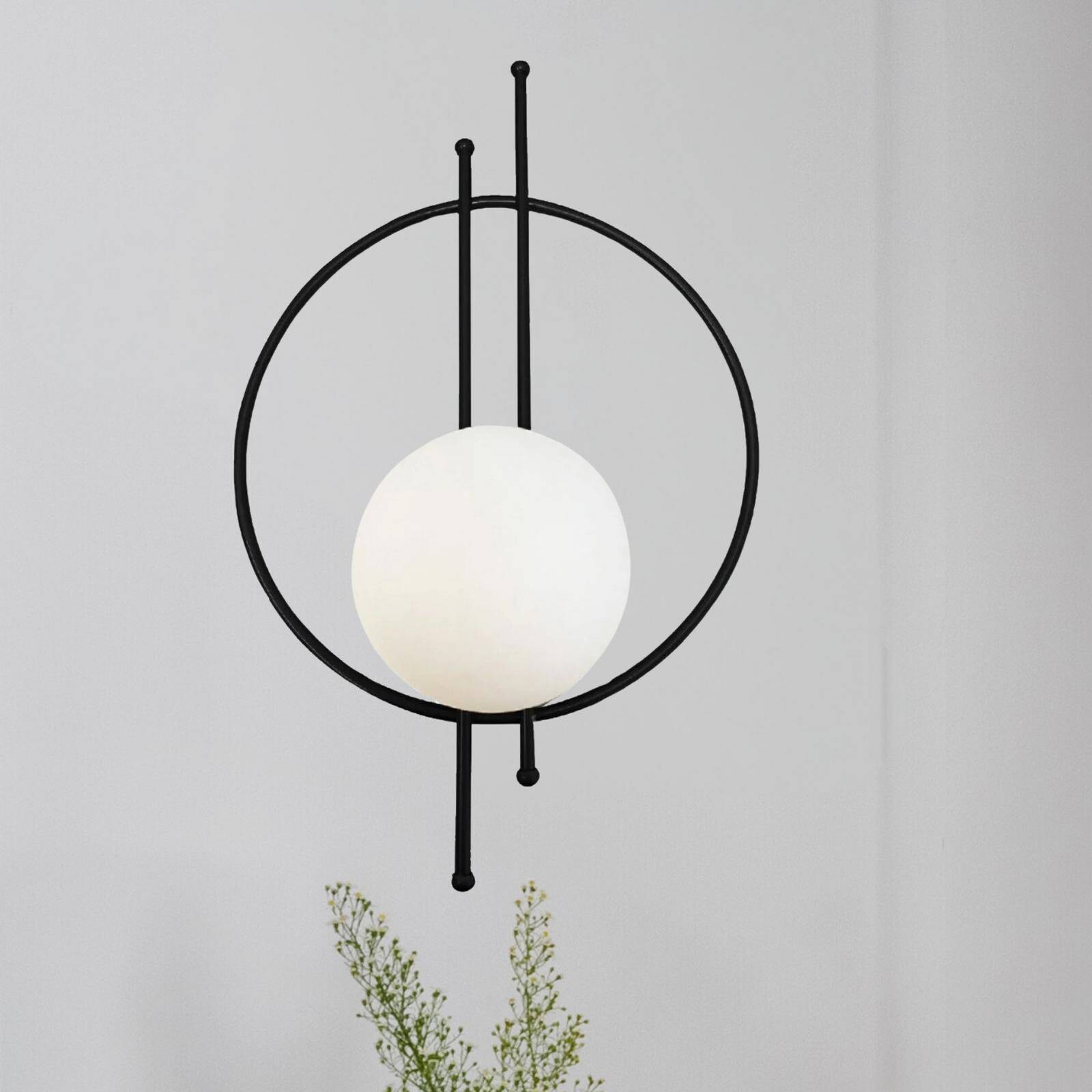 Nástenné svietidlo Vintoise, čierne, sklo/kov, výška 55 cm